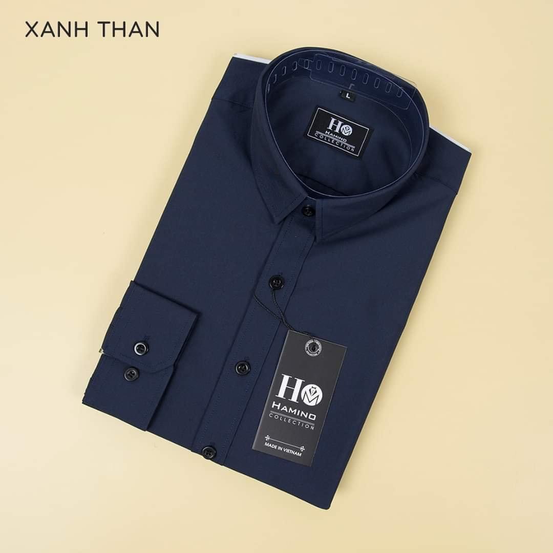 Áo sơ mi nam trơn dài tay, gấp hộp áo sơ mi công sở chất liệu lụa mịn cao cấp