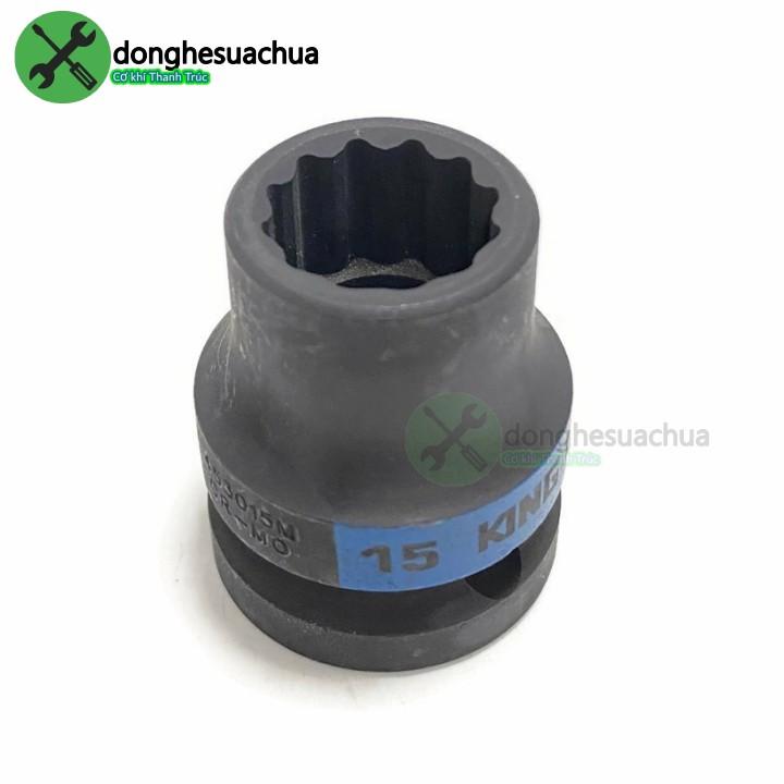 Tuýp 15mm 1/2 Kingtony 453015M loại ngắn 12 cạnh màu đen