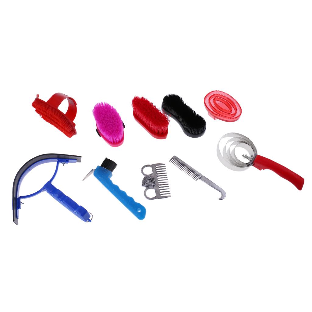 10 Pieces Horse Grooming Kit Equestrian Deluxe Horse Grooming Brush Comb