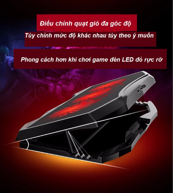 Đế Tản Nhiệt Nuoxi H9 Cho Laptop, Macbook Với 2 Cổng USB 6 Cánh Quạt Tản Nhiệt Êm Ái Sale 2022