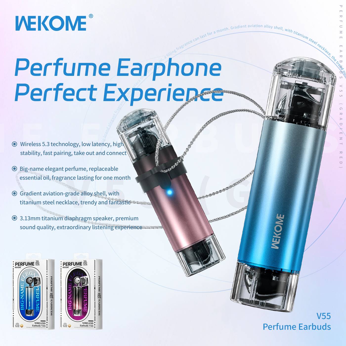 Tai Nghe Bluetooth Wekome Perfume Earphone Perfect Experience V55 Wireless Earphone (Hàng chính hãng)