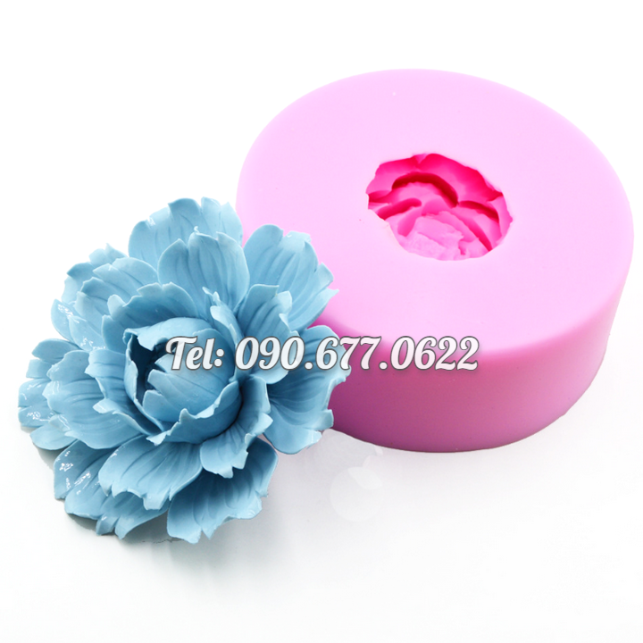Khuôn silicone làm rau câu hoa mẫu đơn cánh xoăn nhiều tầng loại 8 cm – Mã số 1897