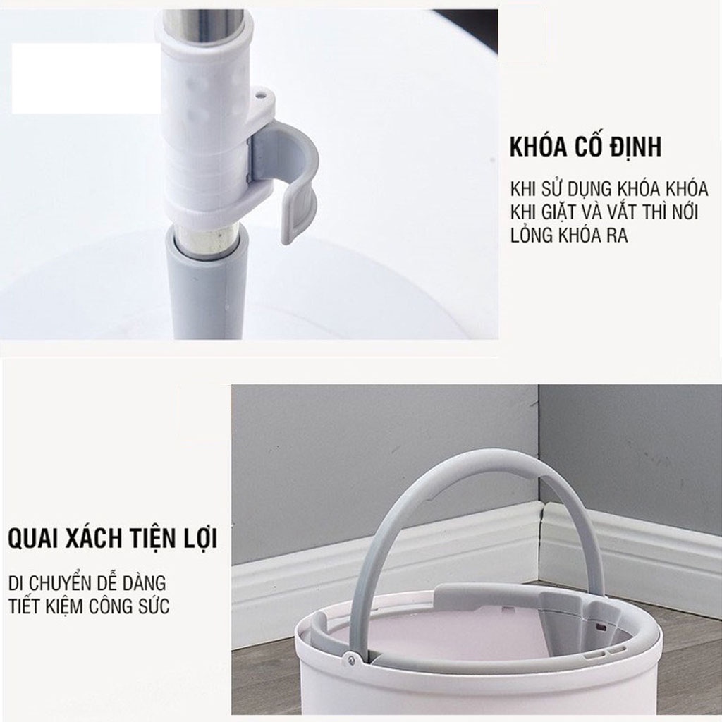 Bộ Cây Lau Nhà Thông Minh K8 Xoay 360 Độ, Siêu Nhanh - Chổi Lau Nhà Tách Nước, Cán Inox Chắc Chắn, Tiện Lợi, Sạch Gọn - Hàng Loại 1 - Chính Hãng MINIIN