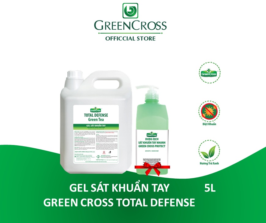 DUNG DỊCH SÁT KHUẨN TAY NHANH GREEN CROSS PROTECT CAN 5L - TẶNG THÊM 1 CHAI 500ML CÙNG LOẠI