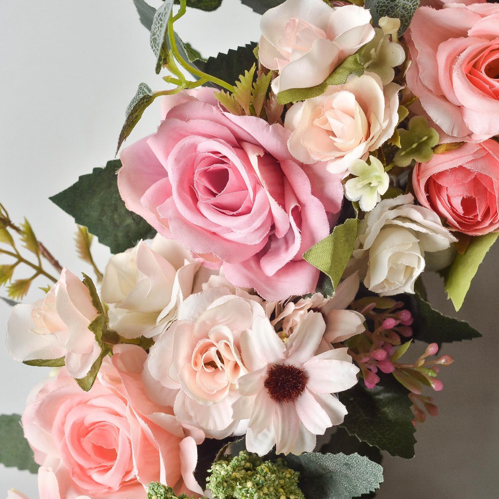 Rose Wreath with Green Leaves Flower Garland for Front Door