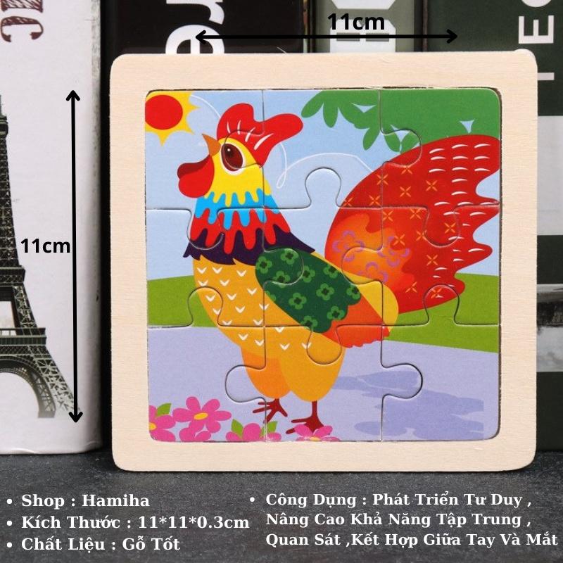 Đồ Chơi Cho Bé Xếp Hình Tranh Ghép Gỗ 9 Mảnh Size Nhỏ 11x11 cm -ĐC14