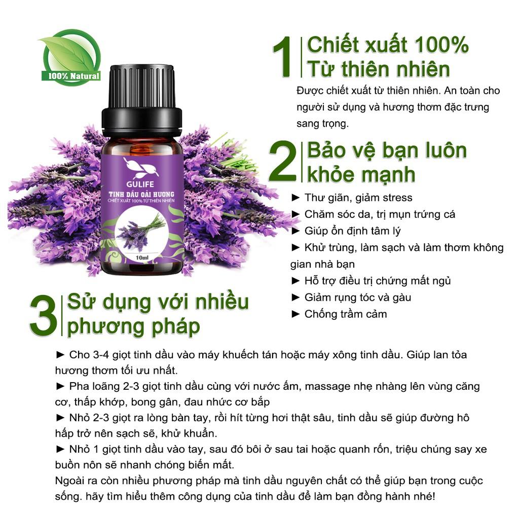 Tinh dầu Lavender GULIFE Chiết Xuất Hoàn Toàn Từ Thiên Nhiên - Làm Thơm Phòng &amp; Hương Ấn Tượng