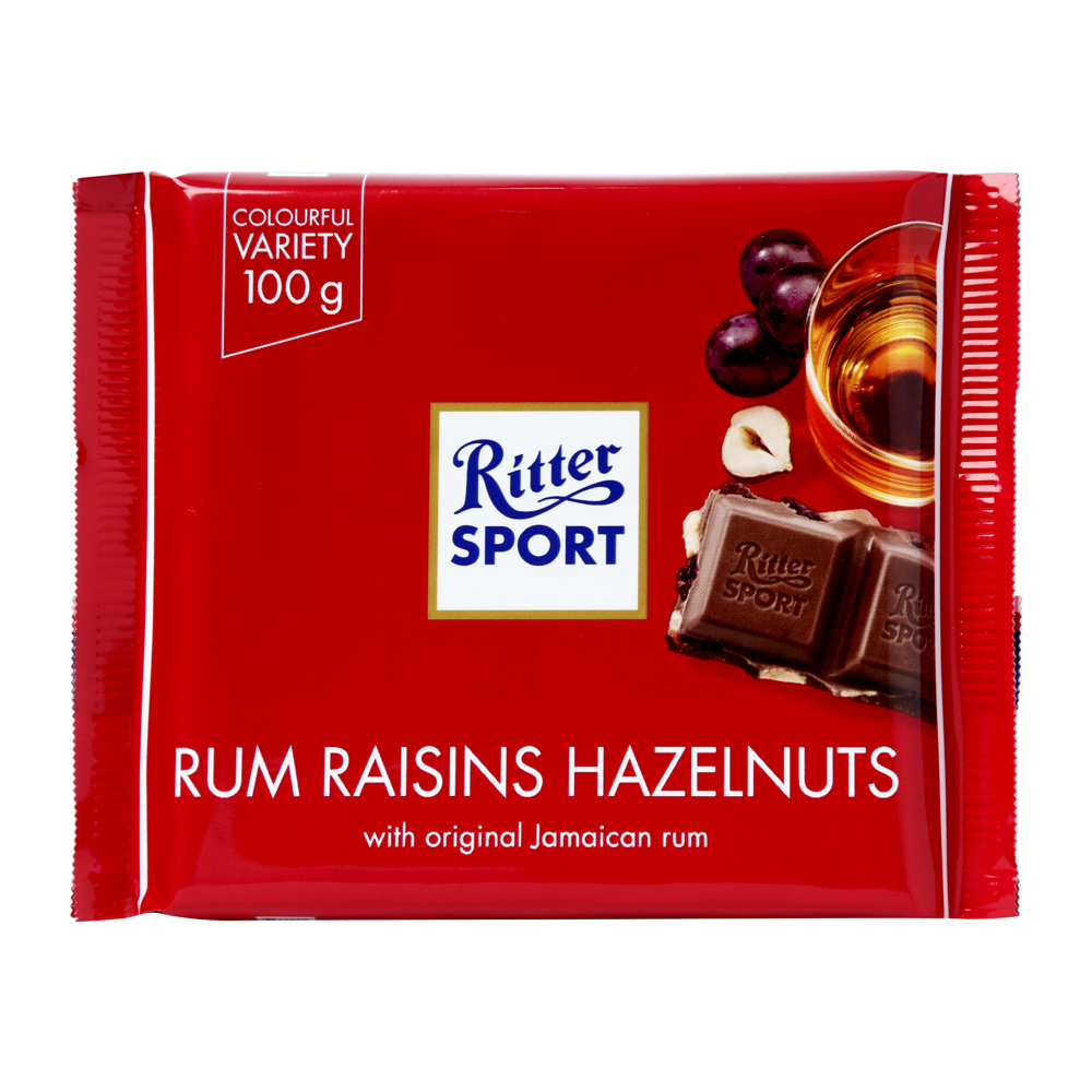 Socola Ritter Sport Nhân Rượu Rum Nho Khô Và Hạt Dẻ 100G