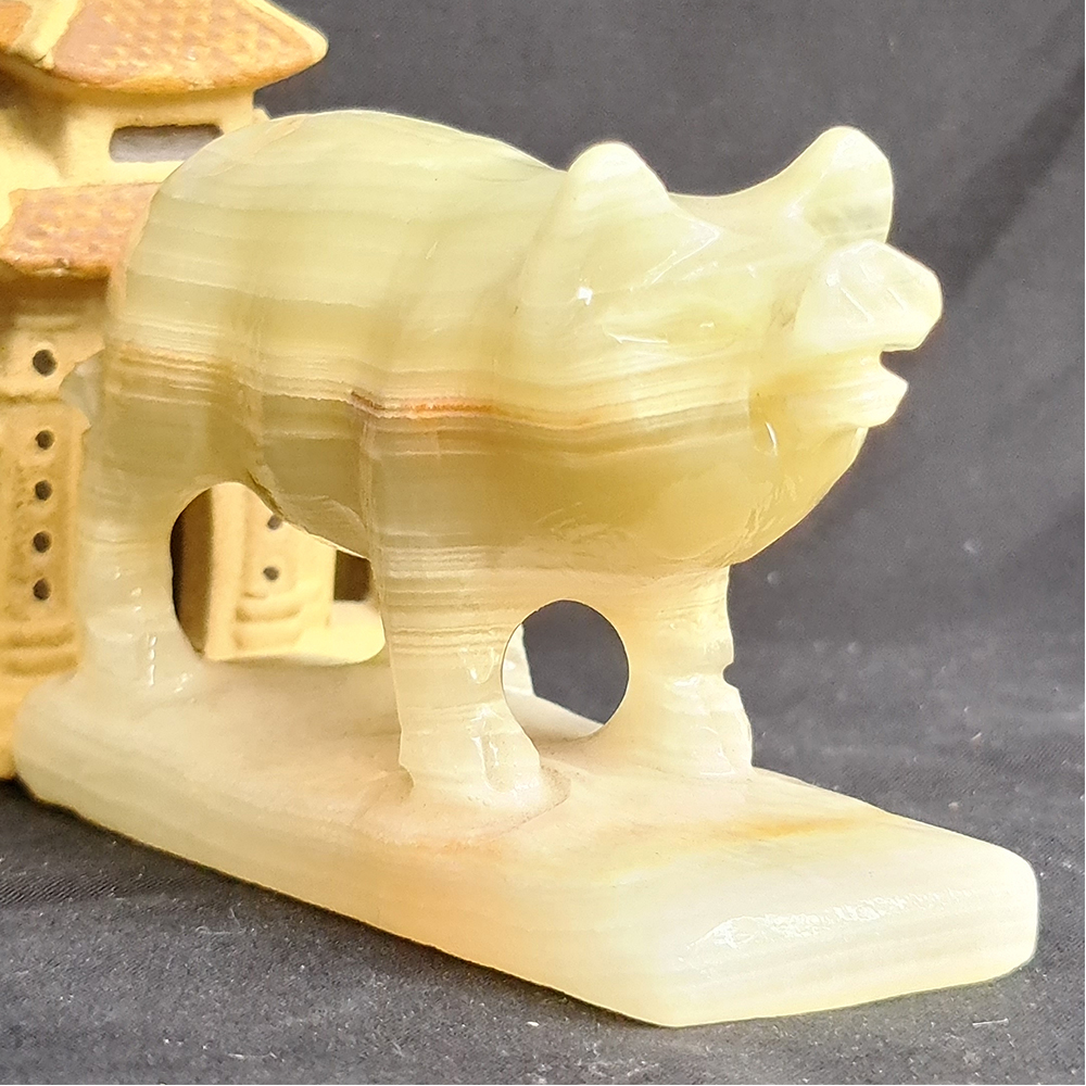 Tượng Phong Thuỷ Tuổi Hợi - Lợn - Heo 12 Con Giáp Đá Ngọc Onyx Xanh - 8cm - Mx - Hợp Mệnh Hoả, Mộc