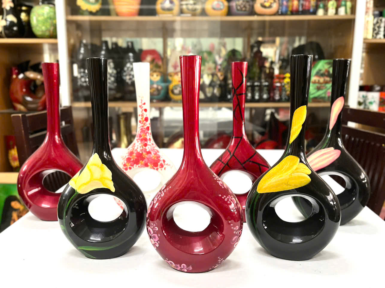 Bình Hoa sơn mài - Mã B70 size 35x16 cm cắm hoa, trang trí kệ, bàn làm việc, quà tặng ý nghĩa