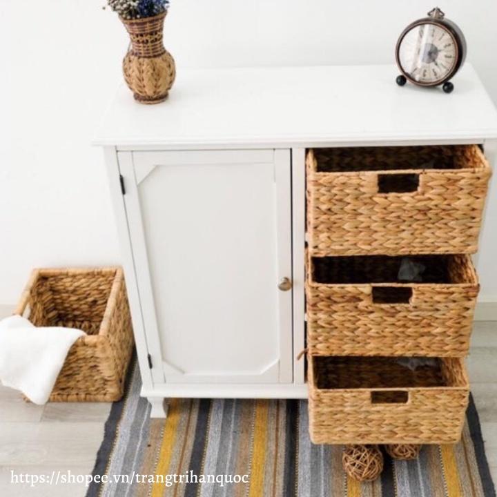 Hộp đựng đồ bằng lục bình đan tay xinh xắn size nhỏ 33x22x16cm