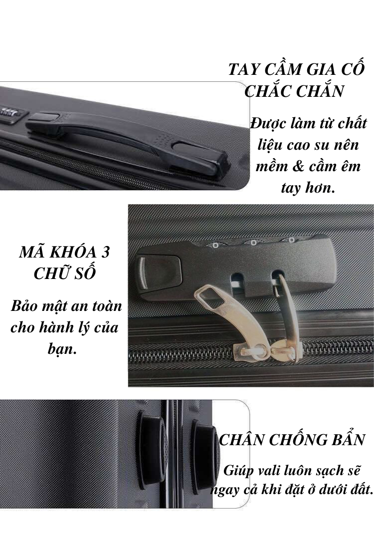 HÌNH THẬT_Vali Du Lịch Tay Kéo Chất Liệu Nhựa Nhám PC+ABS Dày Dặn Thiết Kế Bo Góc Sang Trọng 4 Bánh Xe Đôi Xoay 360 Độ Hàng Sẵn Kho Đủ Size 20/24/26 inch