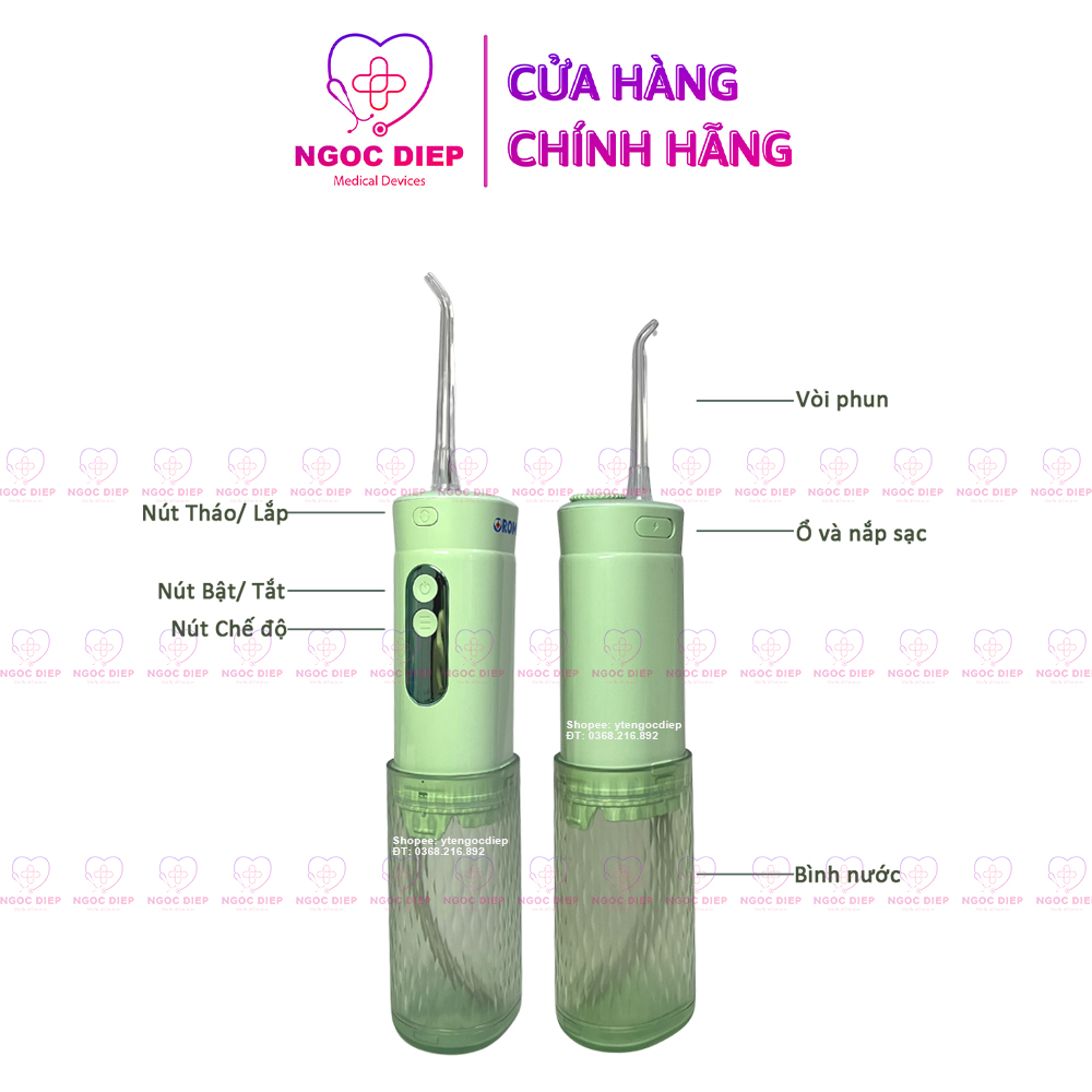 Máy tăm nước cầm tay OROMI VTM-5031 chống thấm nước IPX7 - Vệ sinh răng miệng công nghệ mới