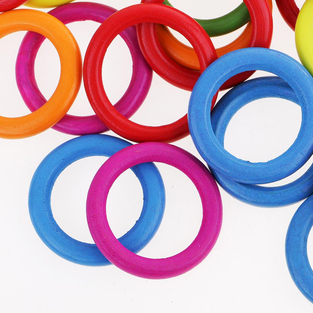 50pcs Colorful Wood Loop Rings for Pendant Connectors Jewelry Making Craft