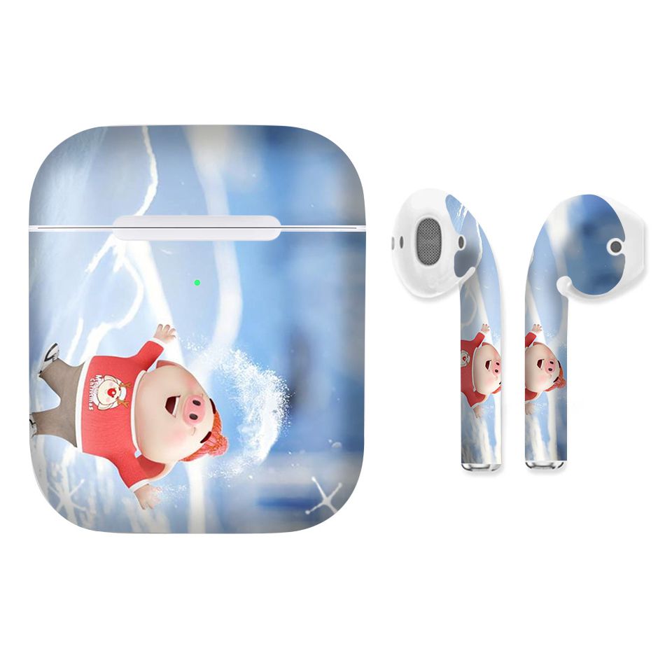 Miếng dán skin chống bẩn cho tai nghe AirPods in hình Heo con dễ thương - HEO2k19 - 017 (bản không dây 1 và 2)