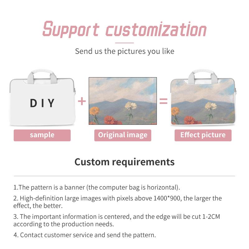 Tự Làm Màu Nước Túi Laptop Laptop Đa Kích Thước Máy Tính PU Cầm Tay 12 13.3 14 15.6 17 Inch Cho Macbook/HP/Lenovo/ Acer/Asus