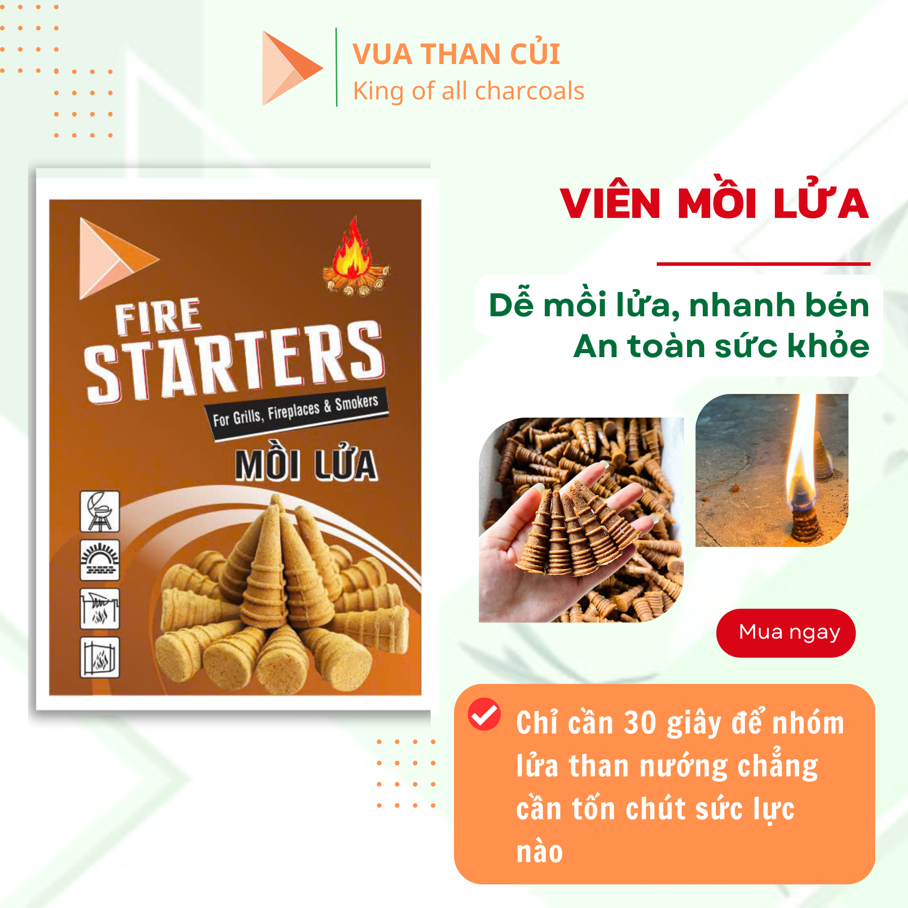 Viên mồi lửa nướng than BBQ