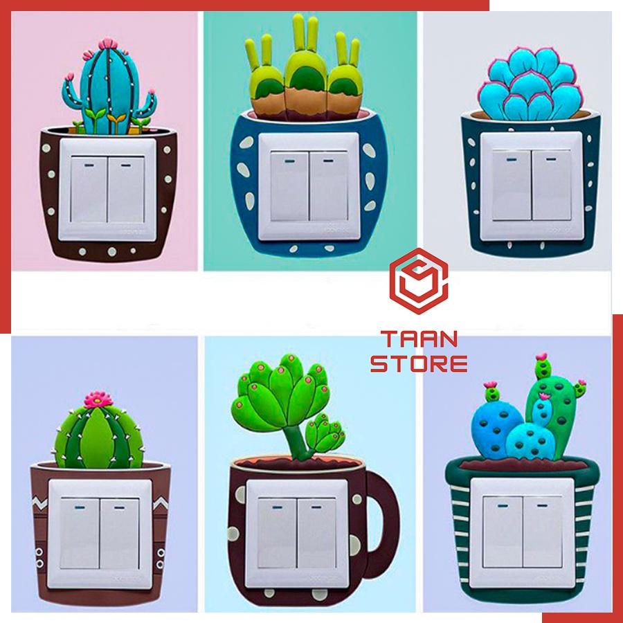 Miếng Dán Decal Trang Trí Ổ Cắm Điện Công Tắc Đèn 3D Phát Sáng Dạ Quang Cute Dễ Thương