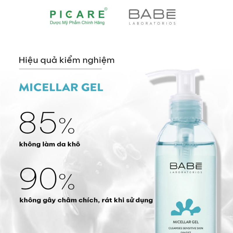 Sữa Rửa Mặt & Tẩy Trang Dạng Gel Babé Micellar Gel 240ml