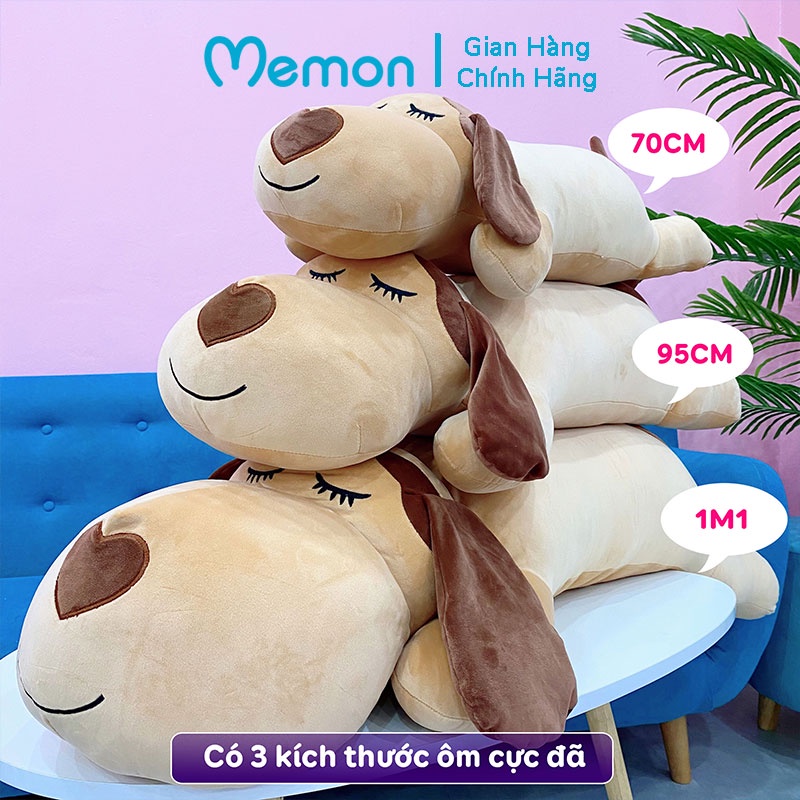 Gấu Bông Chó Ngủ Mũi Tim 70cm-1m1 Cao Cấp Memon, Gối Ôm Chó Bông Ôm Ngủ - Gấu Bông Qùa Tặng Cute