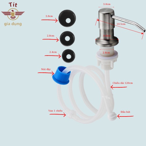 Bộ Vòi nhả nước rửa chén, bộ vòi xịt nước rửa bát tự bơm hút dầu rửa bát ống dẫn dài 1,2m