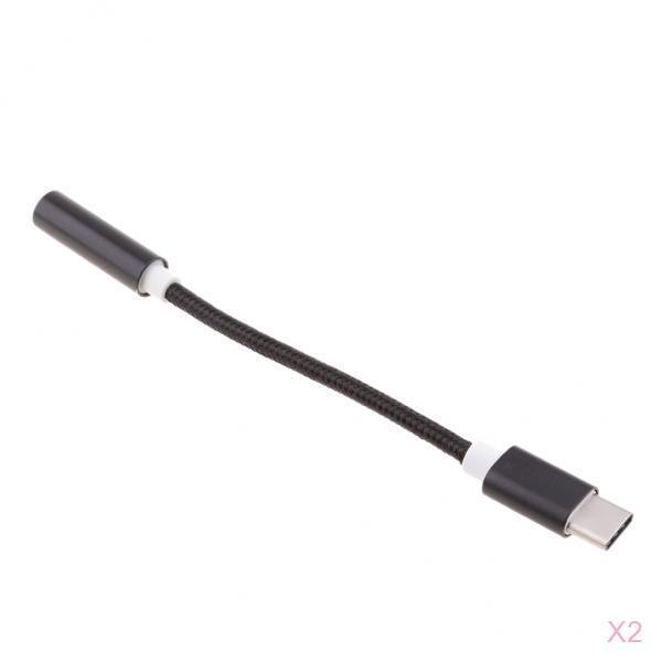 2 Pcs to 3.5mm Audio Headphone Adapter Connector,usb to 3.5mm Audio Mic F Adapter for Droid,Headphone, Devices,Black