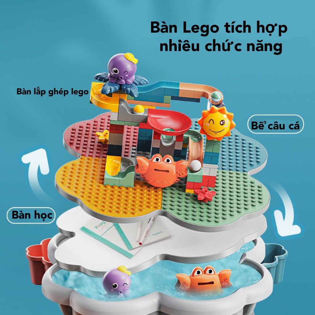 Bàn xây dựng trẻ em đa năng Hoa Anh Đào, đồ chơi trí tuệ, lắp ráp, xếp hình cho bé mẫu 2022