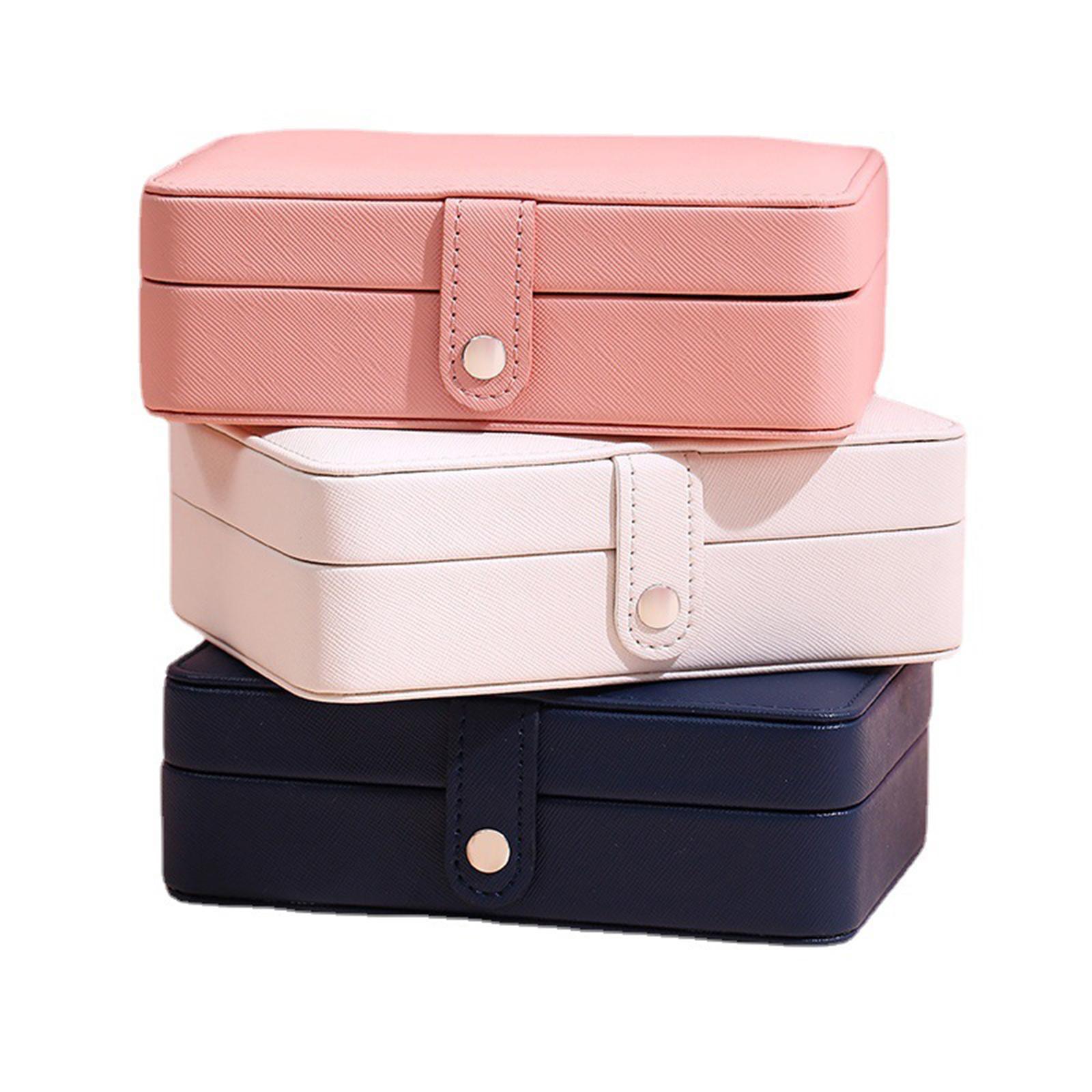 Jewelry Box Leather Double Layer Travel Storage Case Organizer