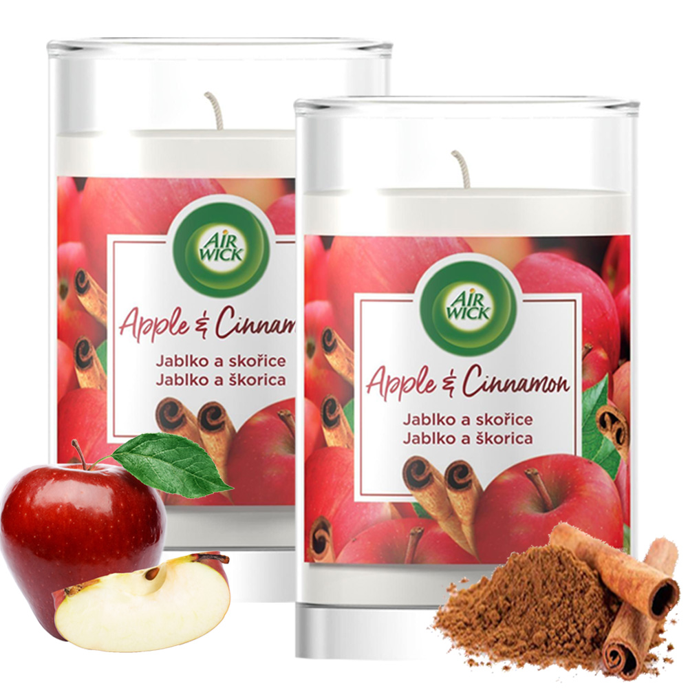 Combo 2 ly nến thơm tinh dầu Air Wick Apple Cinnamon 310g XXL - hương táo, quế, nến trang trí, thơm phòng, thư giãn, khử mùi