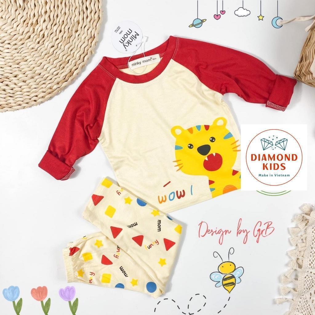 Bộ Quần Áo Dài Tay MINKY MOM Thun Lạnh cho Trẻ Em Bé Trai Bé Gái In Hình Dễ Thương vải mềm mịn thoáng mát TD.10