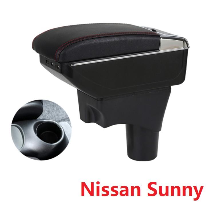 Hộp tỳ tay ô tô Nissan Sunny tích hợp 7 cổng USB, chất liệu nhựa ABS và da PU cao cấp