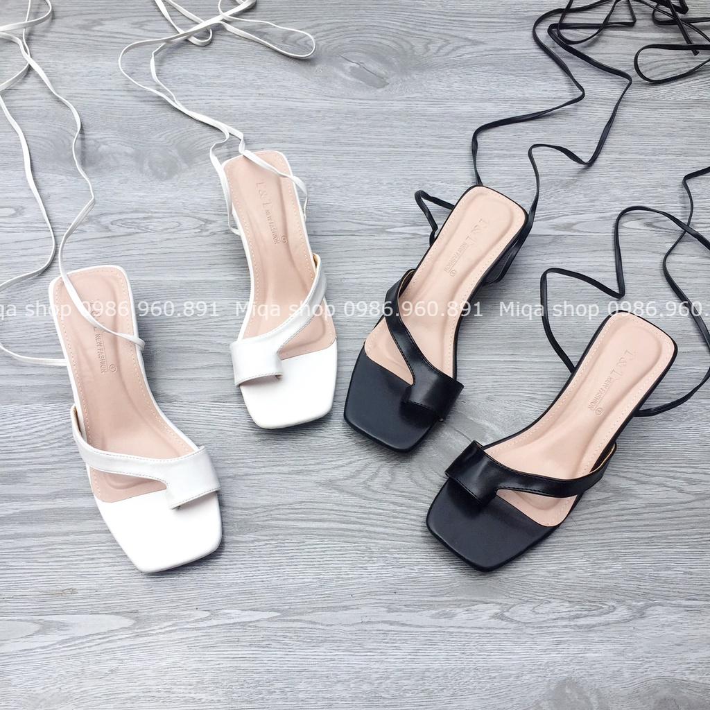 Sandal nữ xỏ ngón đế vuông 3p cột dây thanh lịch dễ đi