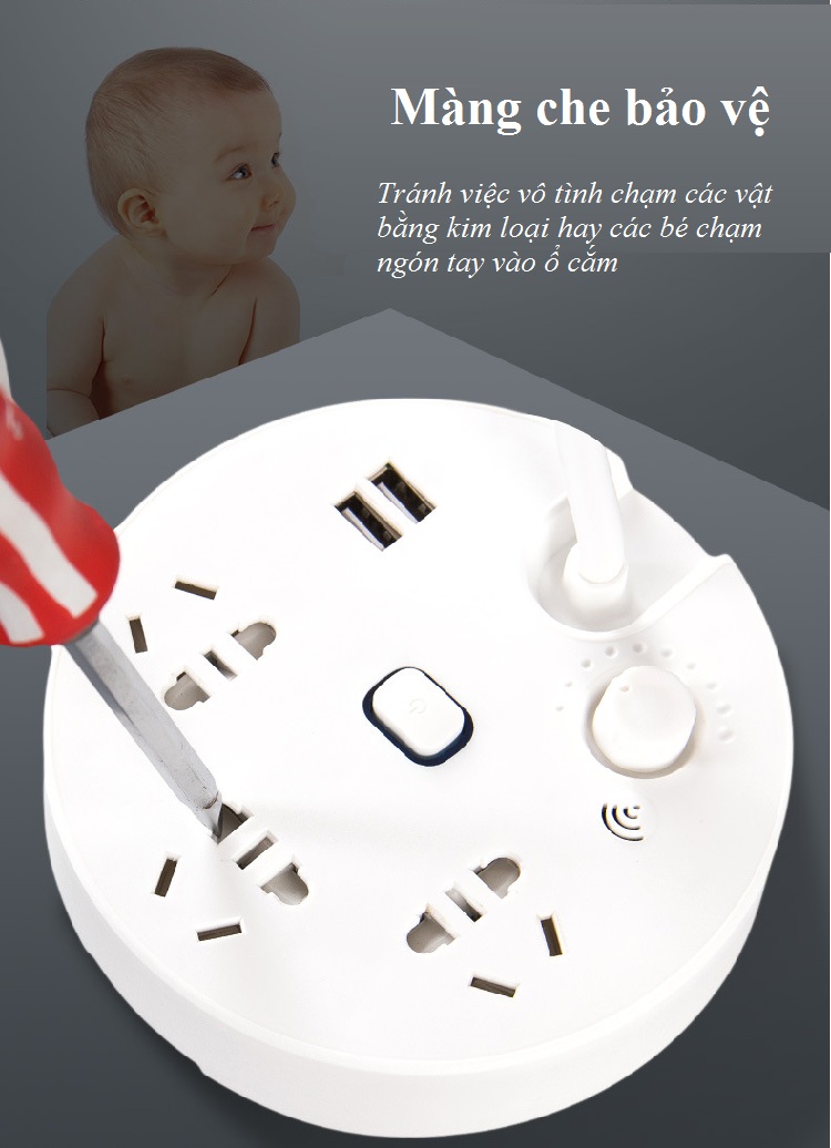 Ổ cắm chống sét đa năng R8 Tích hợp 3 ổ cắm điện + 2 cổng USB sản phẩm không thể thiếu cho ngôi nhà thông minh của bạn