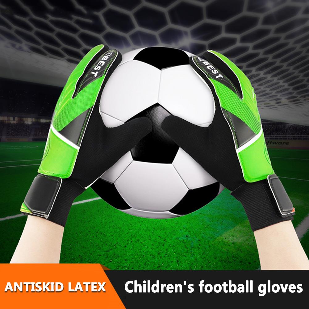 1 cặp trẻ em thủ môn bóng đá găng tay chống va chạm latex PU thủ môn bảo vệ tay Phụ kiện bóng đá cho trẻ em Color: Orange Size: NO.7 17 to18cm