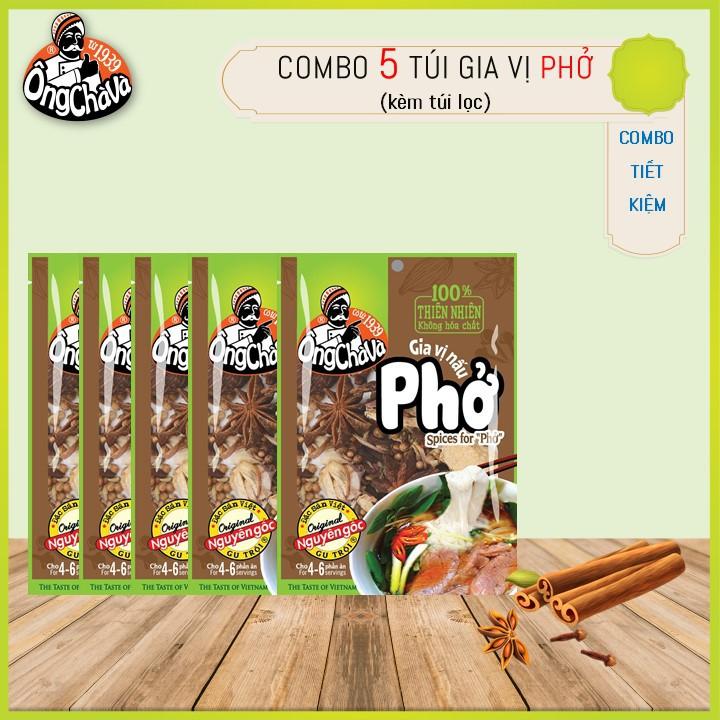 Combo 5 Túi Gia Vị Phở Ông Chà Và (25g/túi) - Kèm túi lọc