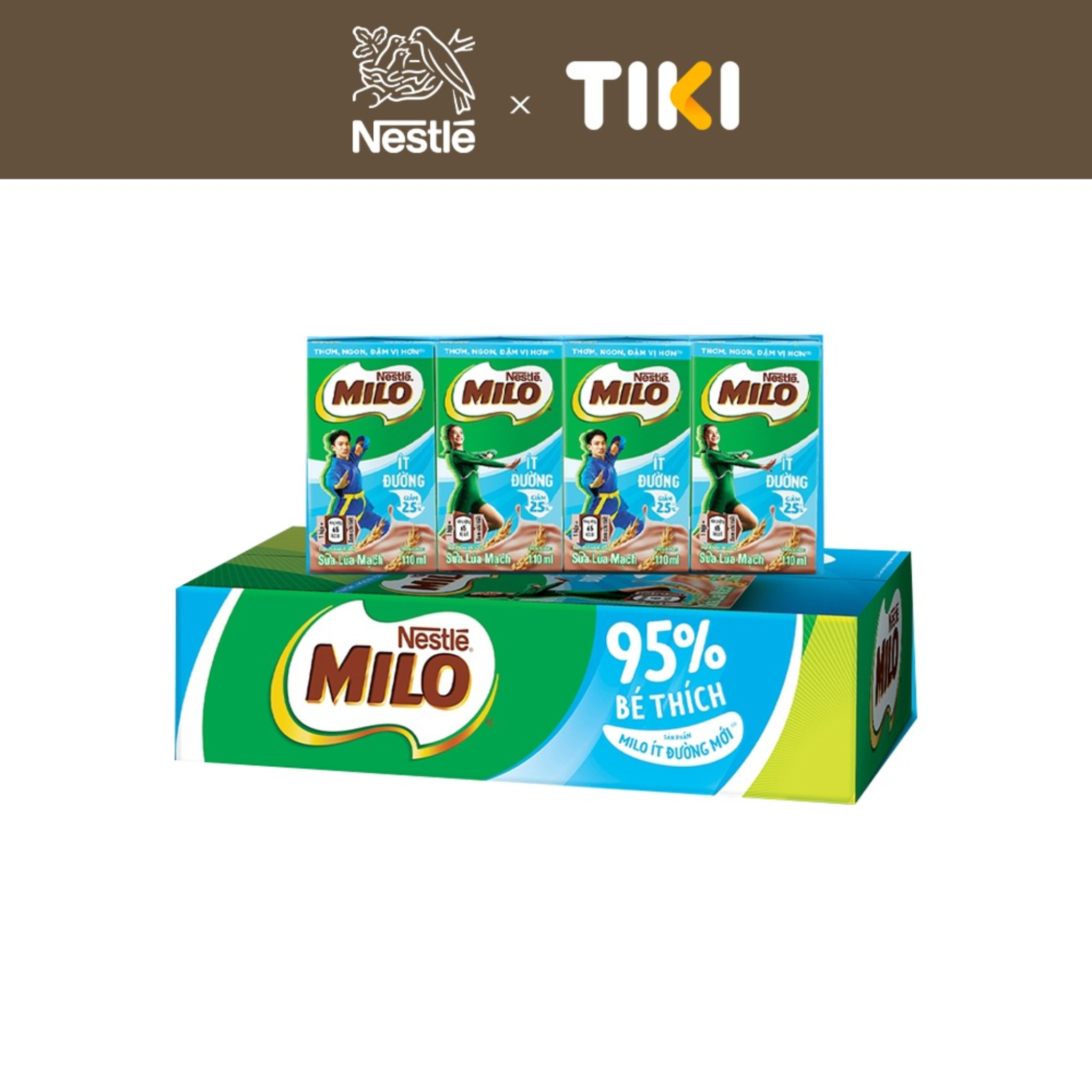 COMBO 2 Thùng 48 hộp sữa lúa mạch MILO ít đường 110ml (48x110ml)
