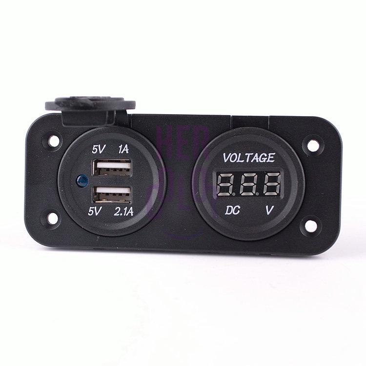 12-24V 3.1A Car Motorcycle Dual USB Charger With