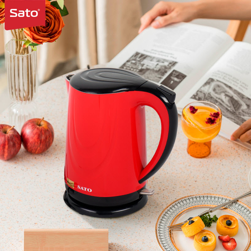 Ấm siêu tốc 2 lớp cao cấp 1.8L Sato 17ST52 - Ruột ấm bằng inox cao cấp không gỉ, vỏ ngoài ấm bằng nhựa cao cấp cách nhiệt - Miễn phí vận chuyển toàn quốc - Hàng chính hãng