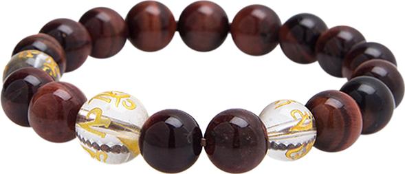 Vòng Tay Opal Mắt Hổ Đỏ Tự Nhiên - Thạch Anh Trắng Chữ Phạn Gembank