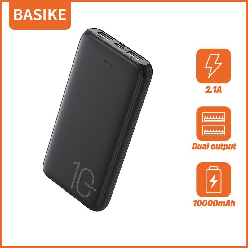 Sạc dự phòng BASIKE PT62 10000mAh có hai đầu ra USB thích hợp cho iPhone và Android-Hàng chính hãng