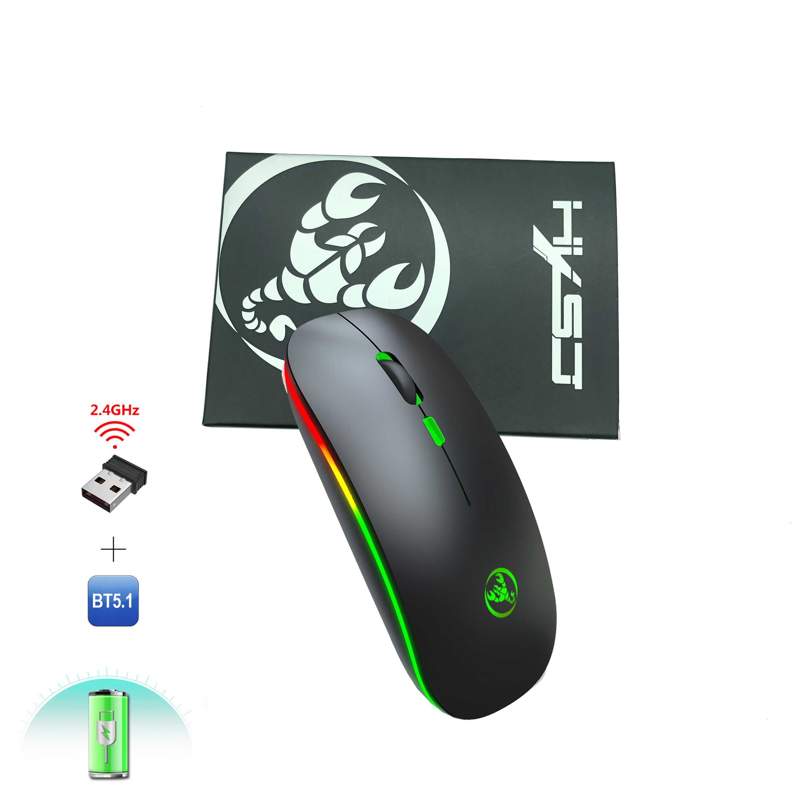 Chuột không dây Bluetooth, chuột không dây usb 2.4Hz HXSJ T18 - Hàng chính hãng