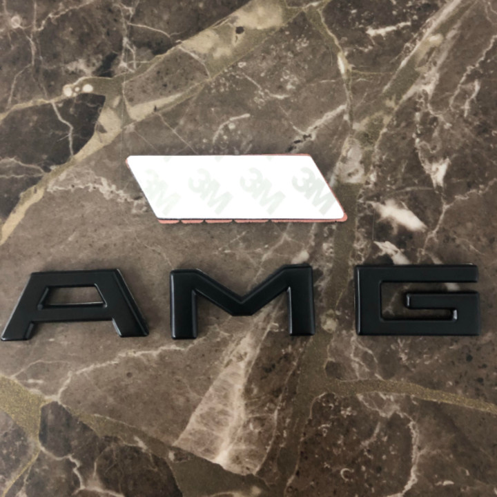 Tem Decal logo 3D hợp kim inox chữ nổi dùng cho xe AMG dán xe đuôi ô tô