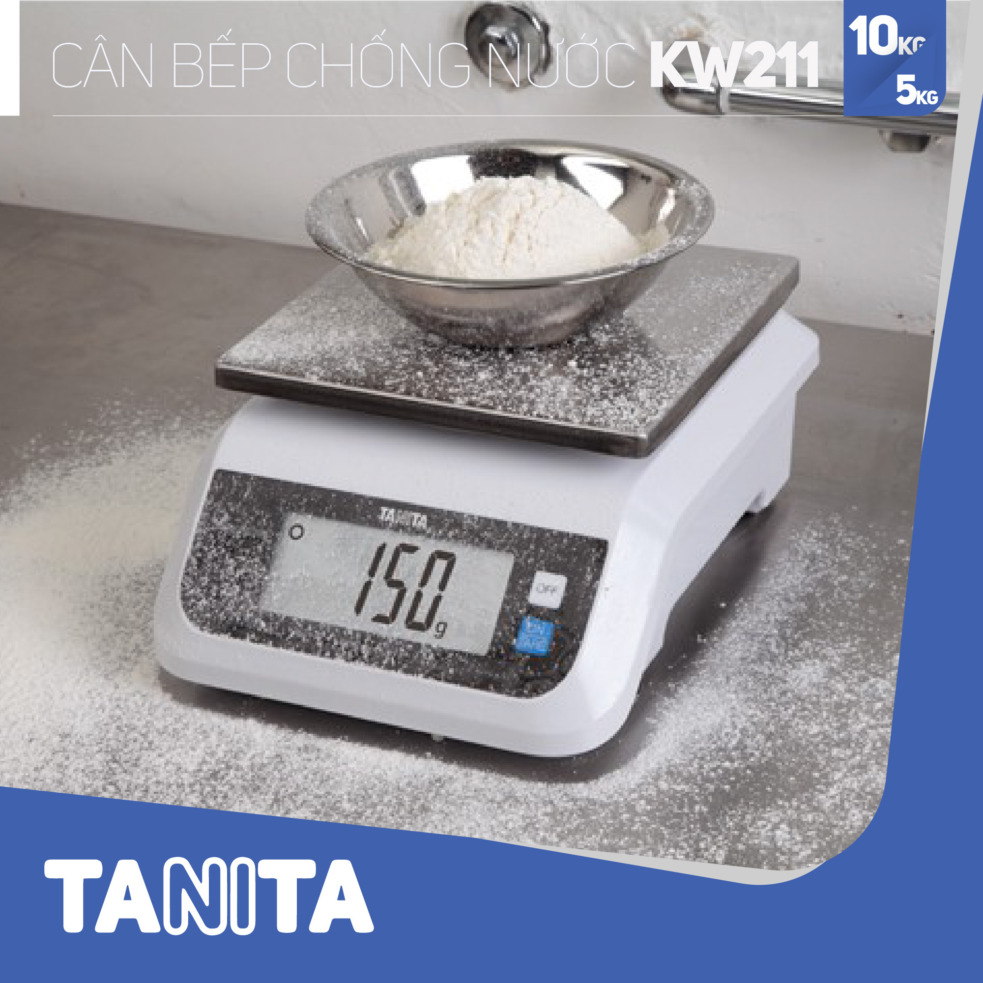 Cân tiểu ly điện tử nhà bếp chống nước IP67 TANITA KW211,Chính hãng nhật bản (10kg-0.5g)có trừ bì,bền đẹp,chính xác,sử dụng làm bánh,cân tổ yến,cân hải sản và y học,tặng kèm pin