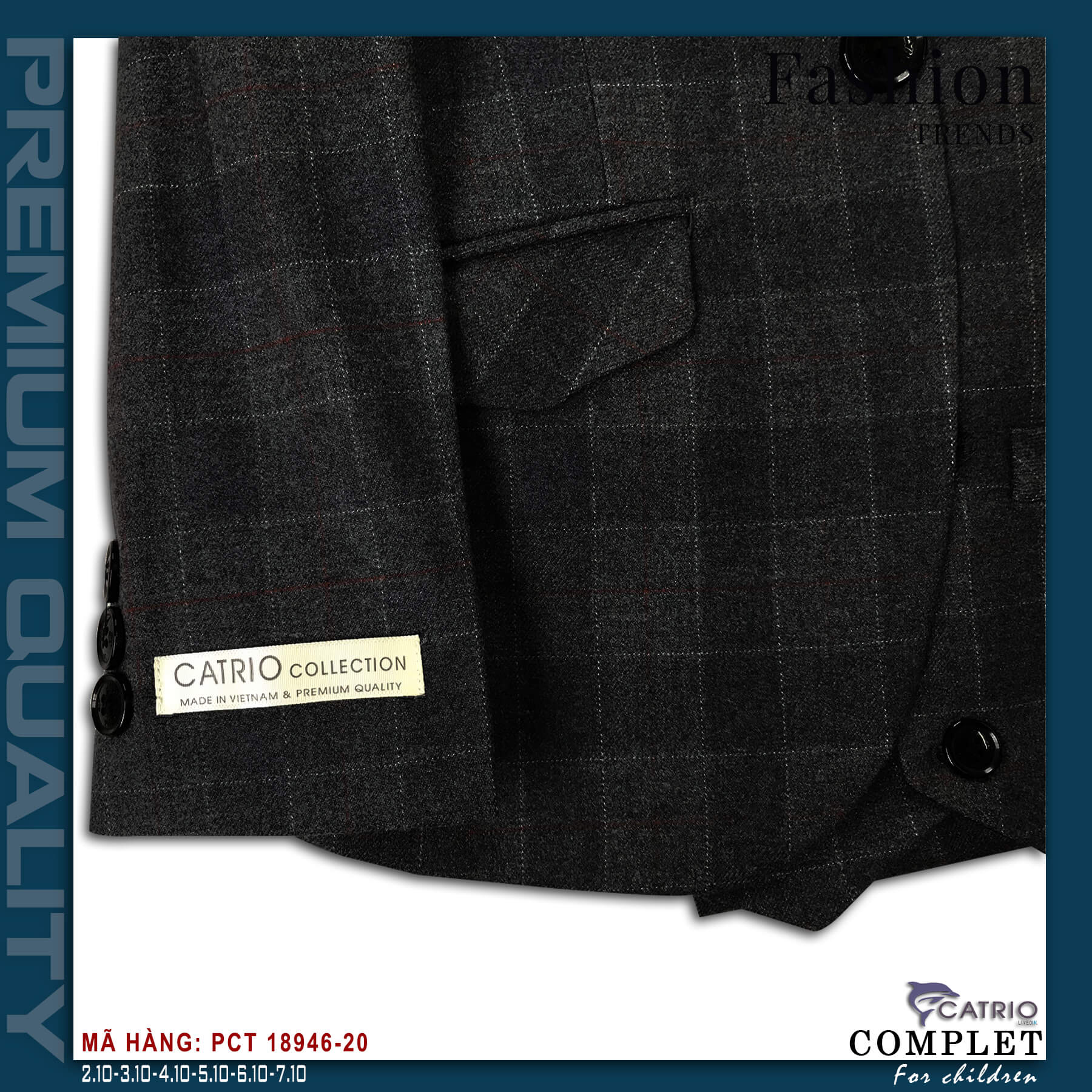 BỘ COMPLET TRẺ EM CATRIO PCT18946/20 LÀ BỘ VEST BÉ TRAI TỪ 8 TUỔI ĐẾN 10 TUỔI THUỘC BST BỘ ĐỒ QUẦN ÁO TRẺ EM MÙA LỄ TẾT, TIỆC CƯỚI NĂM 2021