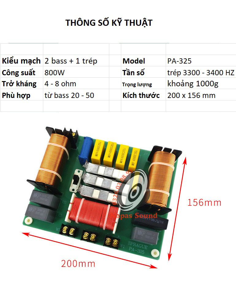 BỘ 2 MẠCH PHÂN TẦN FUL ĐÔI BASS 30 40 50 PA325  - LOẠI ĐA NĂNG CÓ CHỈNH ÂM - PHÂN TẦN 2 BASS 1 TREBLE