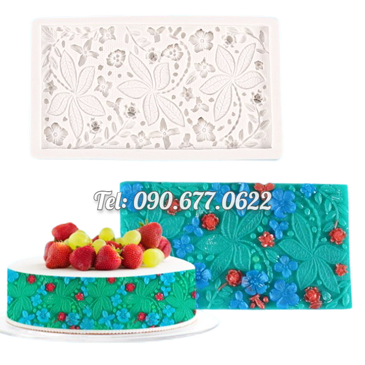 Khuôn silicone làm viền bánh, rau câu hoa dại, cành lá – Mã số 1912