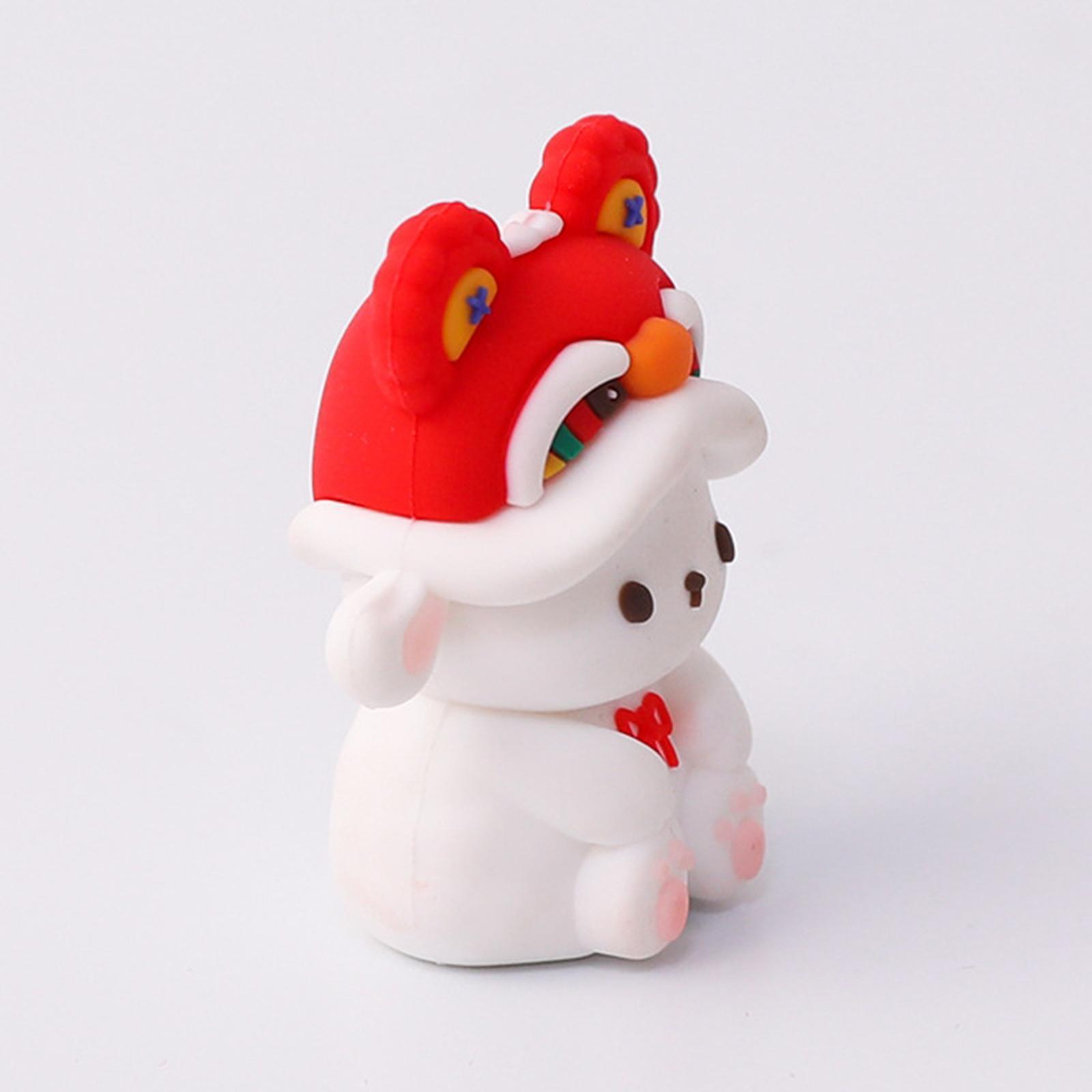 2 Rabbit Toy Funny Gift Soft Rubber Ornament Kids Toy for Cake Topper