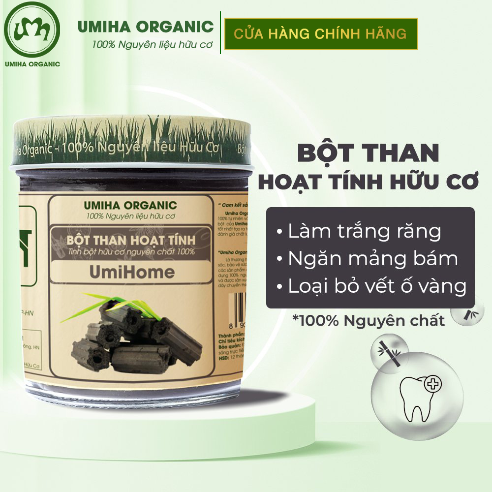 Bột Than Hoạt Tính trắng răng UMIHA giúp làm trắng răng sạch mảng bám và cao răng hiệu quả |30G