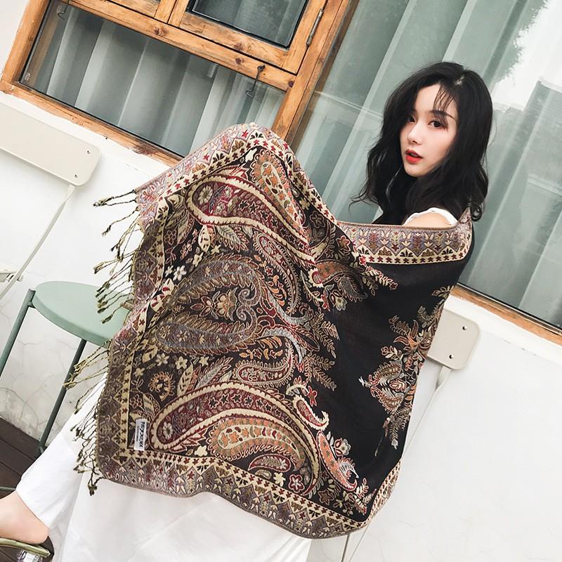 KHĂN CHOÀNG CỔ PASHMINA THỔ CẦM HOA HỒNG 03