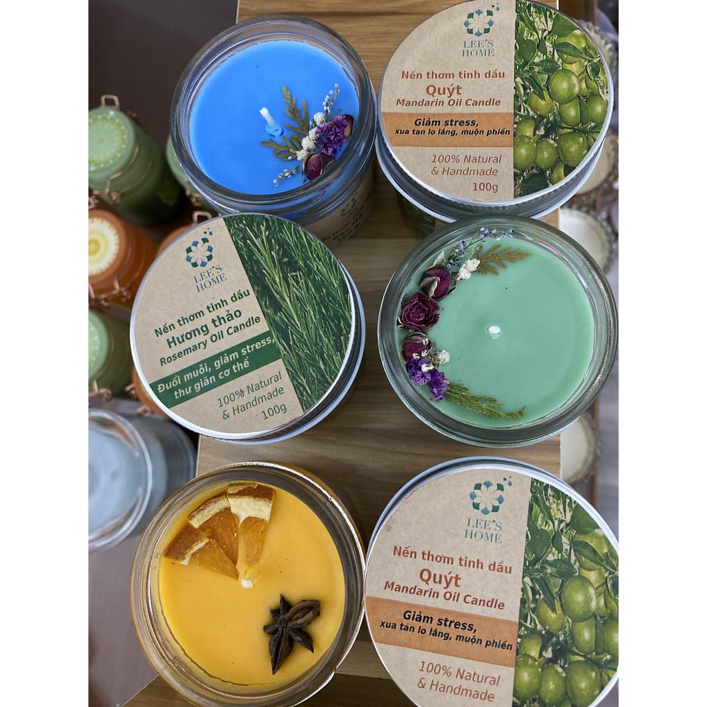Nến thơm 100% sáp tự nhiên & tinh dầu nguyên chất Lee's Home. Natural wax scented candles handmade in Vietnam